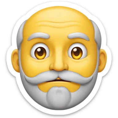 smug and greedy yellow emoji with a thin gray beard sticker