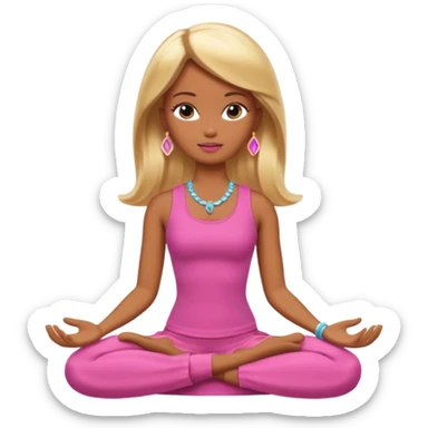 Brown skin blonde hair Barbie meditating  sticker