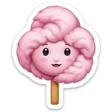 Candy floss emoji with no face and it leaning towards the side with just the candy floss  sticker