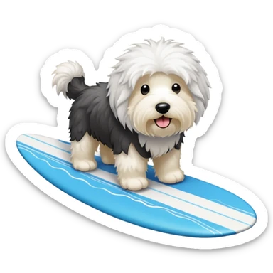 old english sheepdog surfing sticker