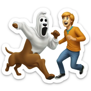Scooby doo running from a ghost sticker
