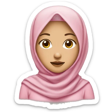Light skinned asian girl with pink hijab sticker