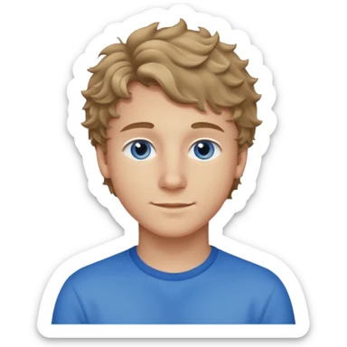 20 year old boy with slightly curly dark blonde hair and blue eyes  sticker
