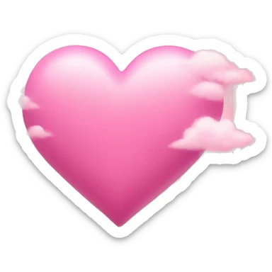 Pink heart with pink clouds around ￼ sticker