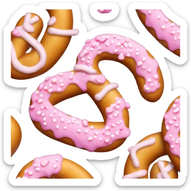 White pretzel with pink sprinkles sticker
