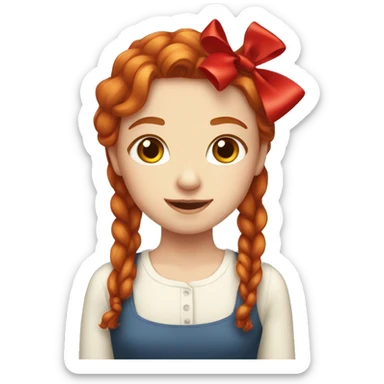 A redhead girl with a red bow in her hair sticker