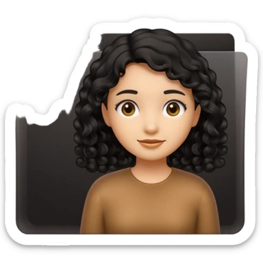 A **simple emoji-style icon** of a **black transparent plastic folder**, sleek and minimal, with **rounded corners**, subtle translucency, soft shading, and a **small logo of a canela-skinned girl with curly black hair** on the front.
 sticker