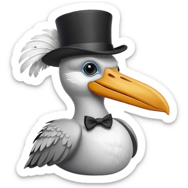 pelican in top hat sticker