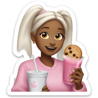 ariana grande black holding juice and cookies sticker