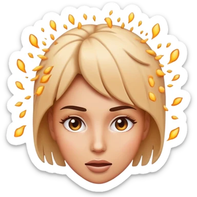 Woman mind blowing emoji exploding head sticker