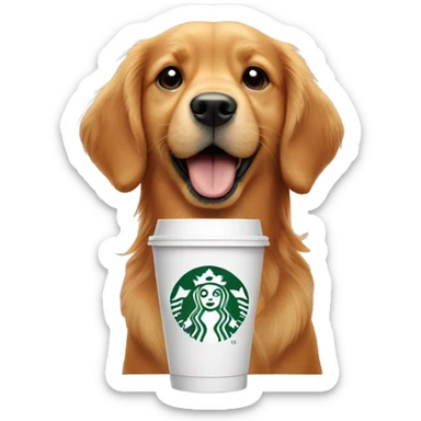 Red Golden retriever with starbucks sticker