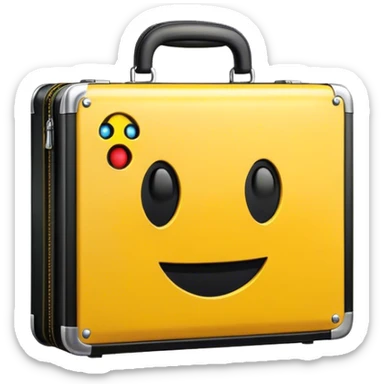 briefcase with a pacman icon sticker