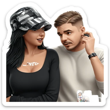urban style couple portrait sticker