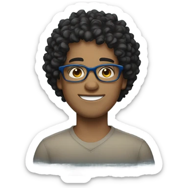 Light skinned Guy with black curly hair and blue eyes and glasses  sticker