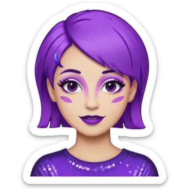 glitter purple gamer non-binary happy purple hair sticker
