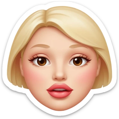 Glossy, plump lips biting the bottom lip, subtle shine on the top lip, soft blush gradient in the background for contrast. sticker