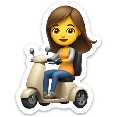 Woman with long brown hair riding a mobility scooter  sticker