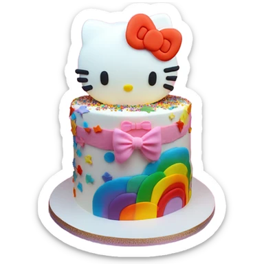 Hello kitty rainbow cake sticker