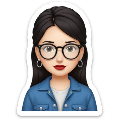 sarah babygirl dark hair and glasses with nose piercing and earrings and cool clothes sticker