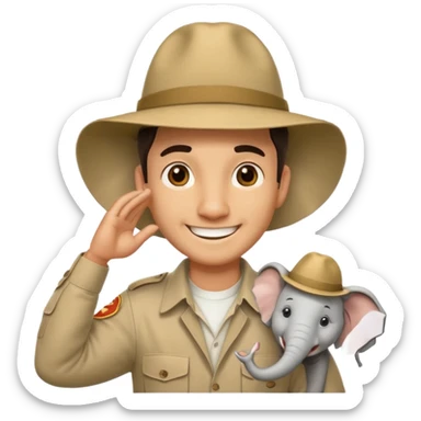 elephhant sitting over mans head  sticker