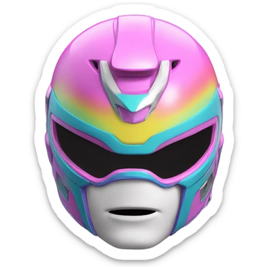 pastel rainbow power ranger head with helmet  sticker