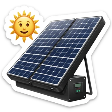 Solar panel array with an inverter and battery Bank sticker
