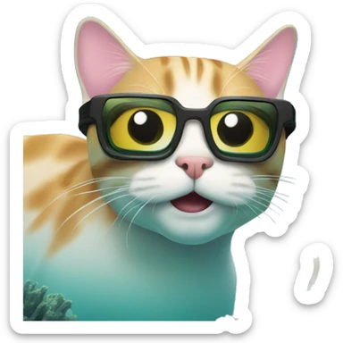 cat snorkeling sticker