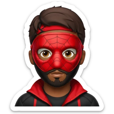 Miles Morales with beard, eye mask, low fade sticker