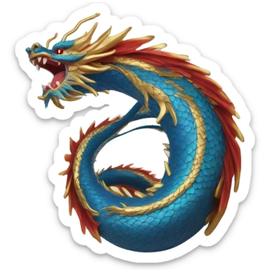 Chinese dragon tail in blue,red and gold  sticker
