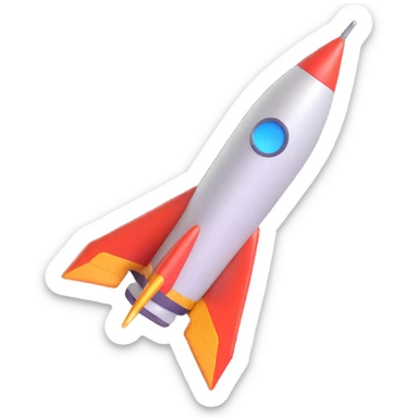 rocket, sleek and metallic, futuristic look, 3D style sticker