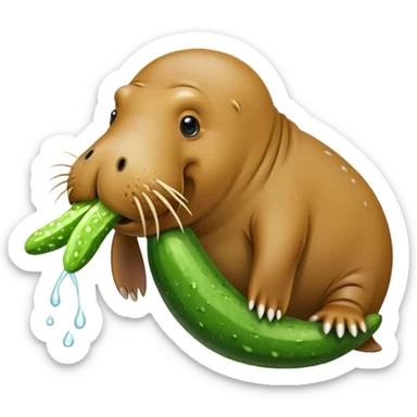Walrus eating a cucumber sticker