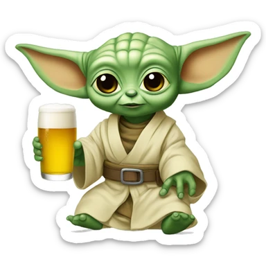 Bébé yoda avec une bière  sticker