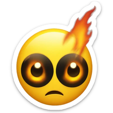 Yellow emoji with fire eyes sticker