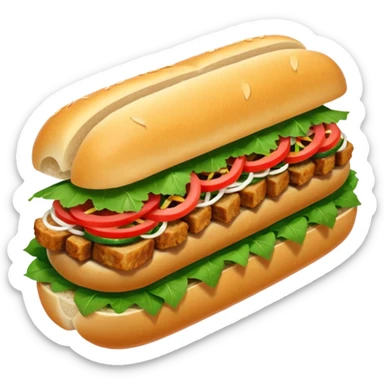 crispy pork banh mi, cartoon style inspired by apple emoji sticker