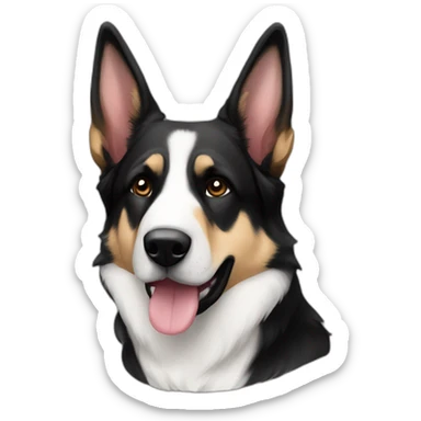 black and white german shepherd pointy ears sticker
