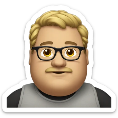 fat guy with modern clothes with black glasses sticker