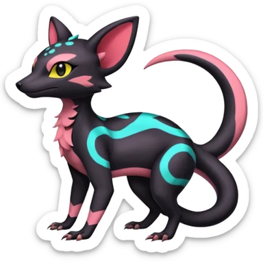 Neon pastel Salandit-Umbreon-Genet-Noivern-Civet-Hybrid (Full body) sticker
