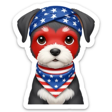 4th of July with a black and white schnauzer puppy sticker