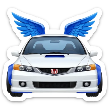 8th gen honda si white with blue wing sticker