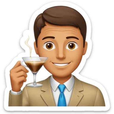 Happy guy drinking a coffee in martini glass sticker