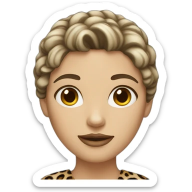 dark-haired white woman dressed in leopard sticker