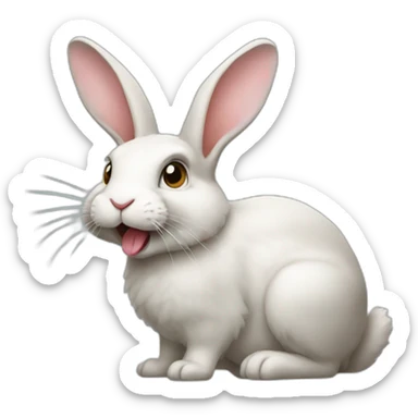 a rabbit with its tongue sticking out sticker