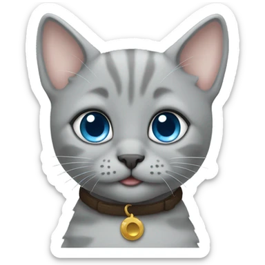 blue eyes grey kitten and poo sticker