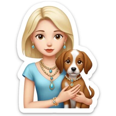 girl with dog and jewelry sticker