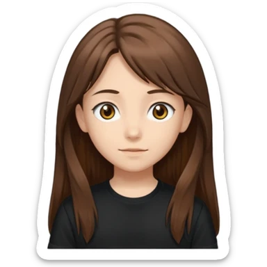 Daria whit brown hair and brown eyes a 10 year old kid Long hair and anime black shirt sticker