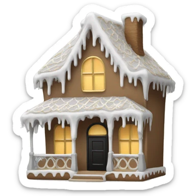 light grey and gold and black gingerbread house sticker