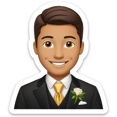 American groom, traditional, culture of american, smiley on face. sticker