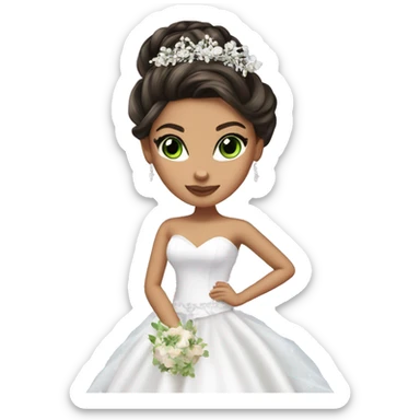 Bratz, bride, brunette updo hair, olive skin, green eyes sticker