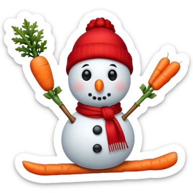 Snowman skiing sticker