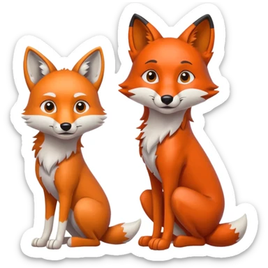 draw a wolf and a fox together in different poses sticker